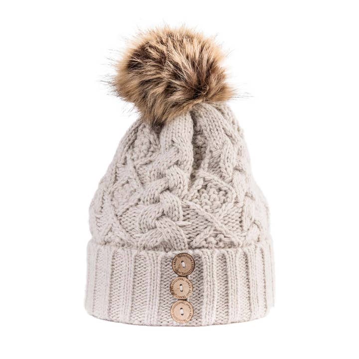 Aran Traditions - Wholesale Beanie - Women's - Aran Diamond Cable Button Hat18