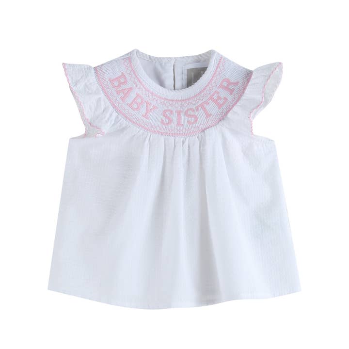 Lil Cactus - Wholesale Clothing Set - Baby - White Baby Sister Smocked Dress and Bloomer Set2