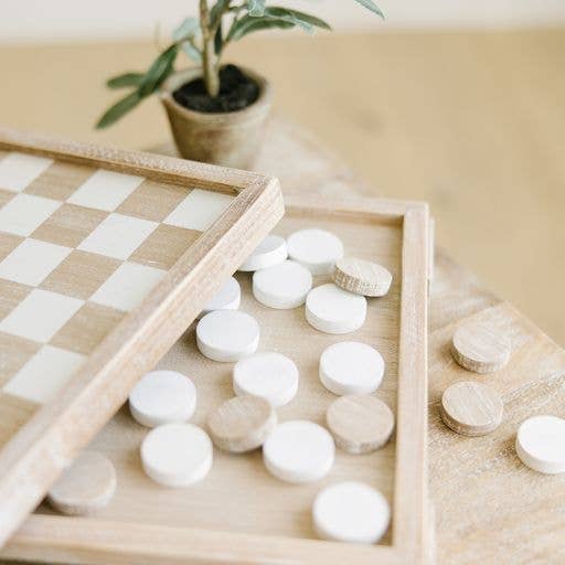 Adams & Co. - Wholesale Board Game - 11768 - 12x12x2 wood checker board set, w/storage GAMES