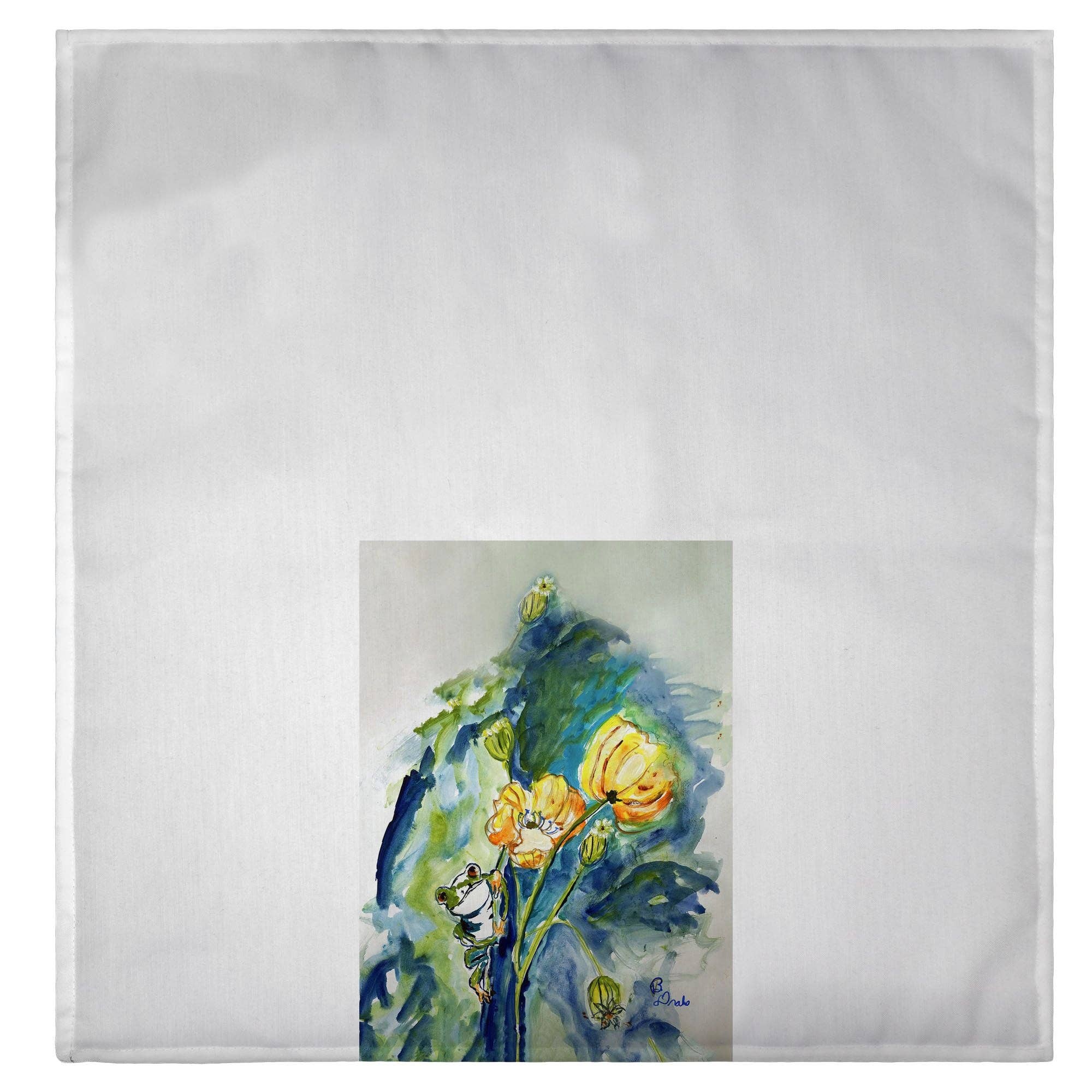 Betsy Drake Interiors - Wholesale Tea Towel - Frog & Flowers Guest Towel1