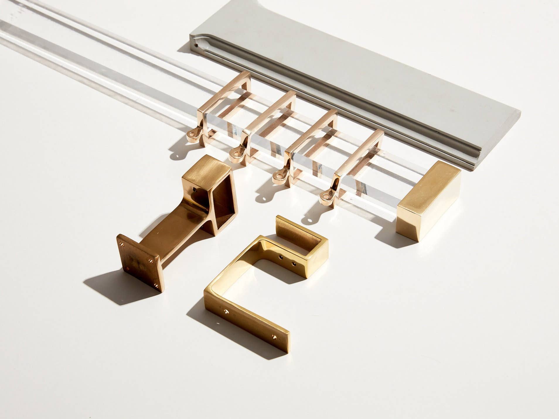 LuxHoldups - Wholesale Curtain Rod - Lucite Rectangular Curtain Rod with Brass Brackets2