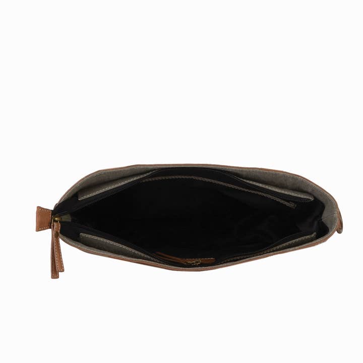 Mona B. - Wholesale Shoulder bag – women's - Vintage Script Up-Cycled Canvas Women's Shoulder Bag4