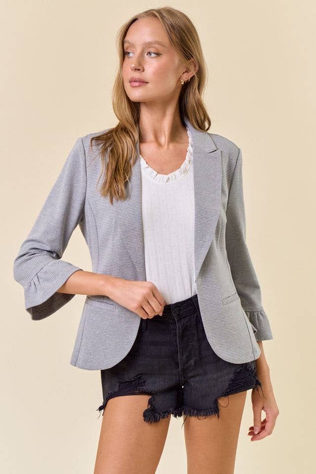 Doe and Rae - Vente Blazer – femme - Blazer uni à manches 3/4 volantées - 9335J-15