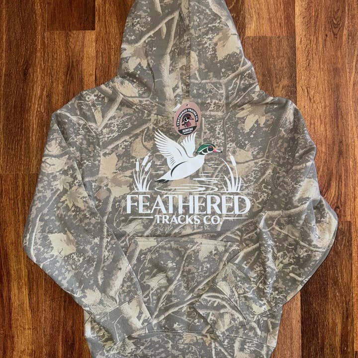 Heavyweight Camo Hoodie Youth DW for wholesale by Feathered Tracks Co.