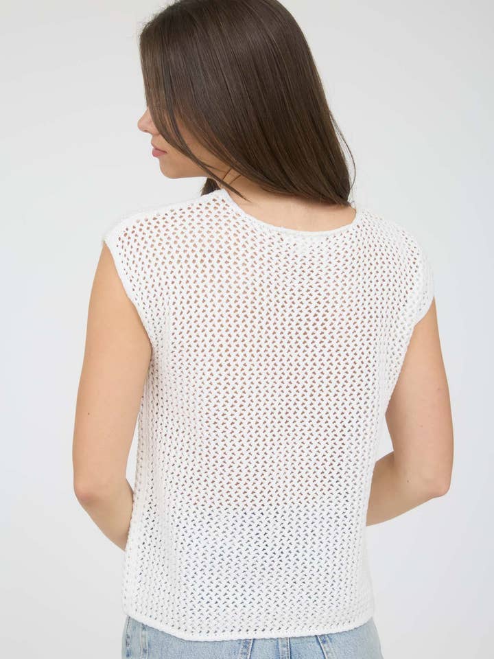 Blu Pepper - Wholesale Knit Sweater - Women's - AMERICAN FLAG CROCHET KNIT SWEATER TOP1