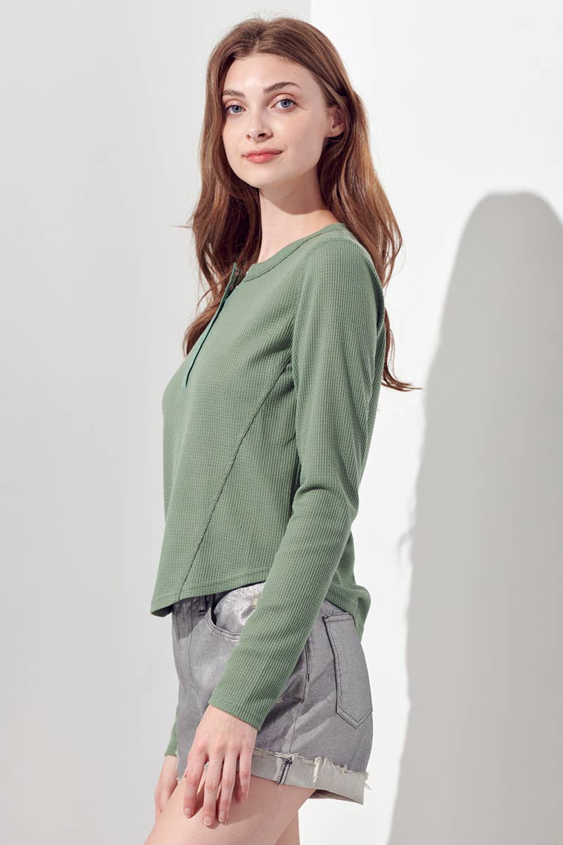 Petal Dew – Großhandel Strickoberteil – Damen – Langarmshirt mit Waffelmuster P000964