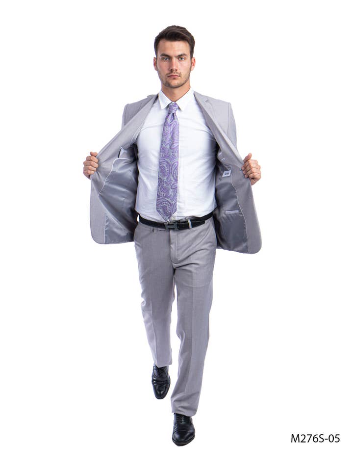 Mens Hybrid Fit 3pc Suit (Coat, Vest, Trousers), Light Grey for wholesale on Faire