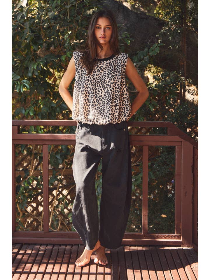 Oddi - Wholesale Knit Top - Women's - Textured Leopard Printed Knit Sleeveless Top2