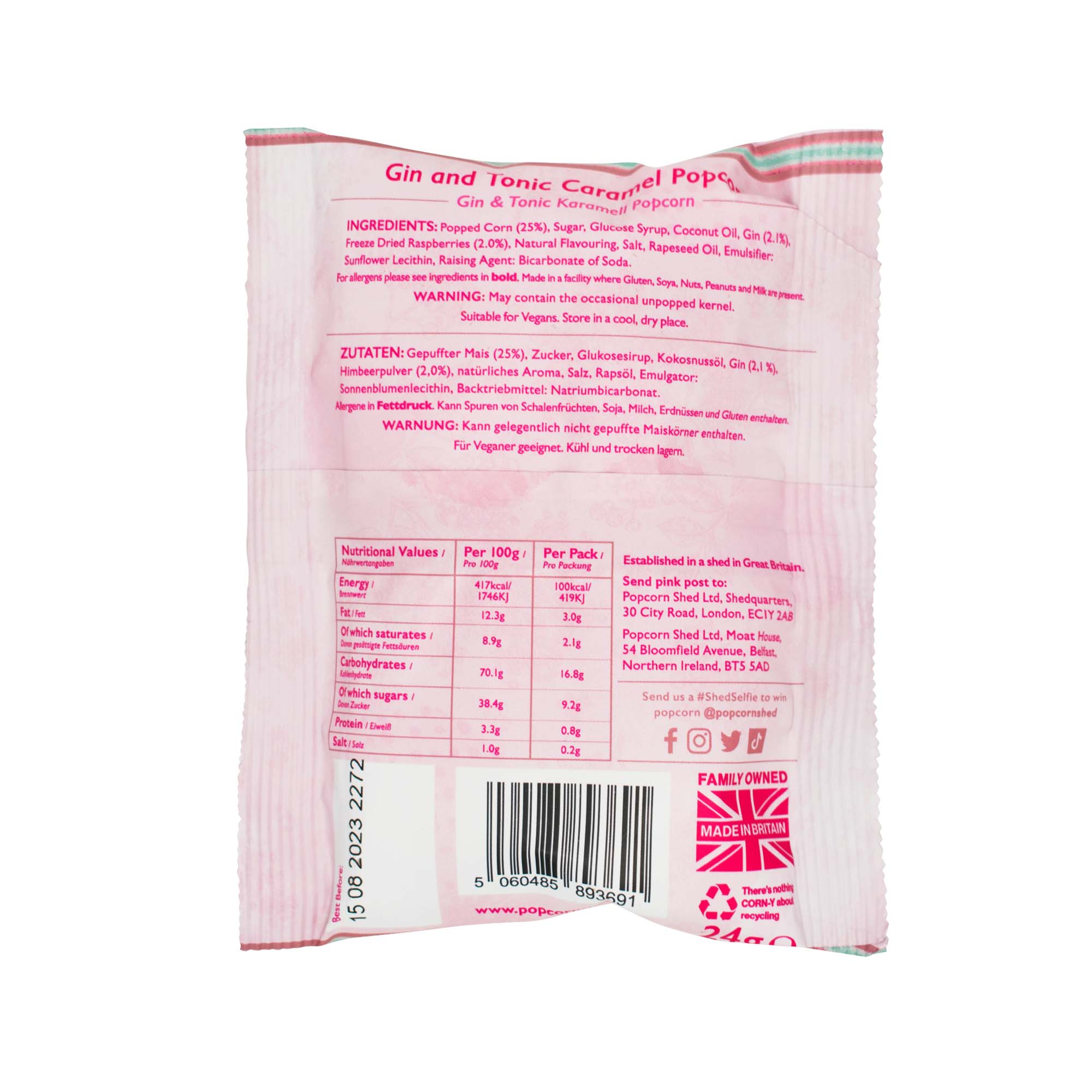 Popcorn Shed – Pipocas por atacado – Pacote Gourmet de Pipoca Vegana Sabor Pink Gin1