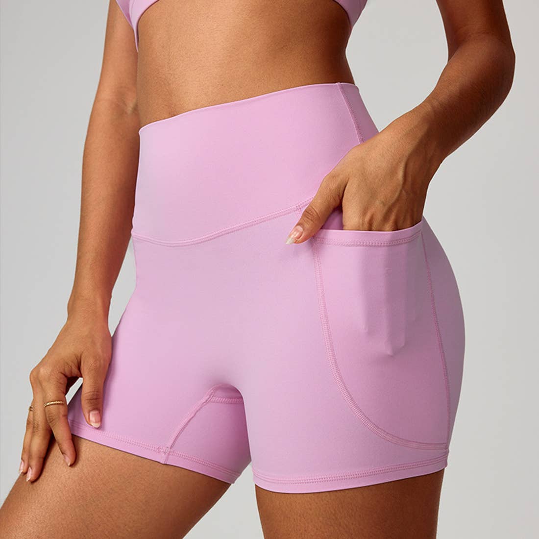 Sodalemon - Wholesale Athletic Shorts - Women's - Women High-Waist Quick-Dry Pocket Yoga Shorts19