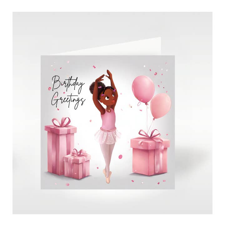 Tarjeta de cumpleaños Nia Ballerina | Tarjetas de felicitación negras | Regalos para venta al por mayor de Nia Ballerina