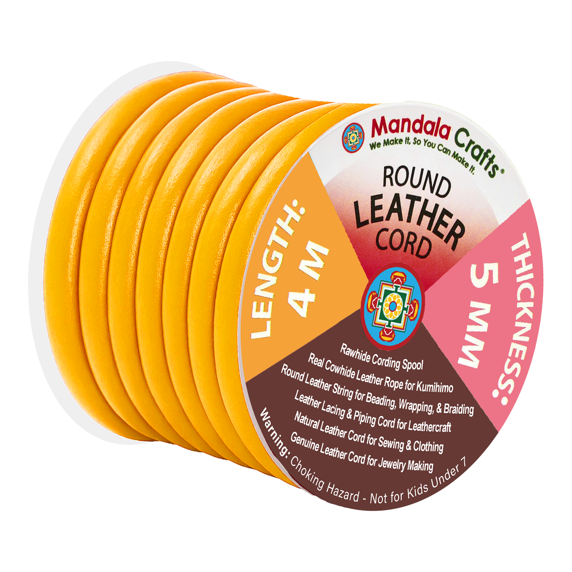 Mandala Crafts - Wholesale Craft Supplies - Mandala Crafts Round Cowhide Genuine Leather String Cord, Natural Rawhide Rope for Jewelry Making, Kumihimo Braiding, Shoelaces66