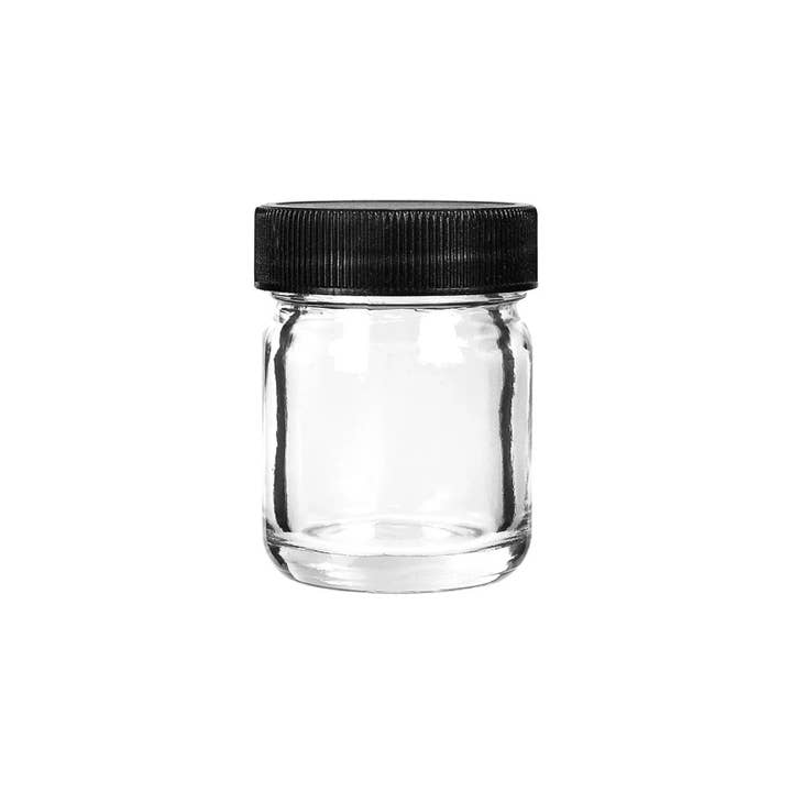 Human Objects® - Wholesale Jar - 1oz Glass Jars With Black Caps - 1 Gram