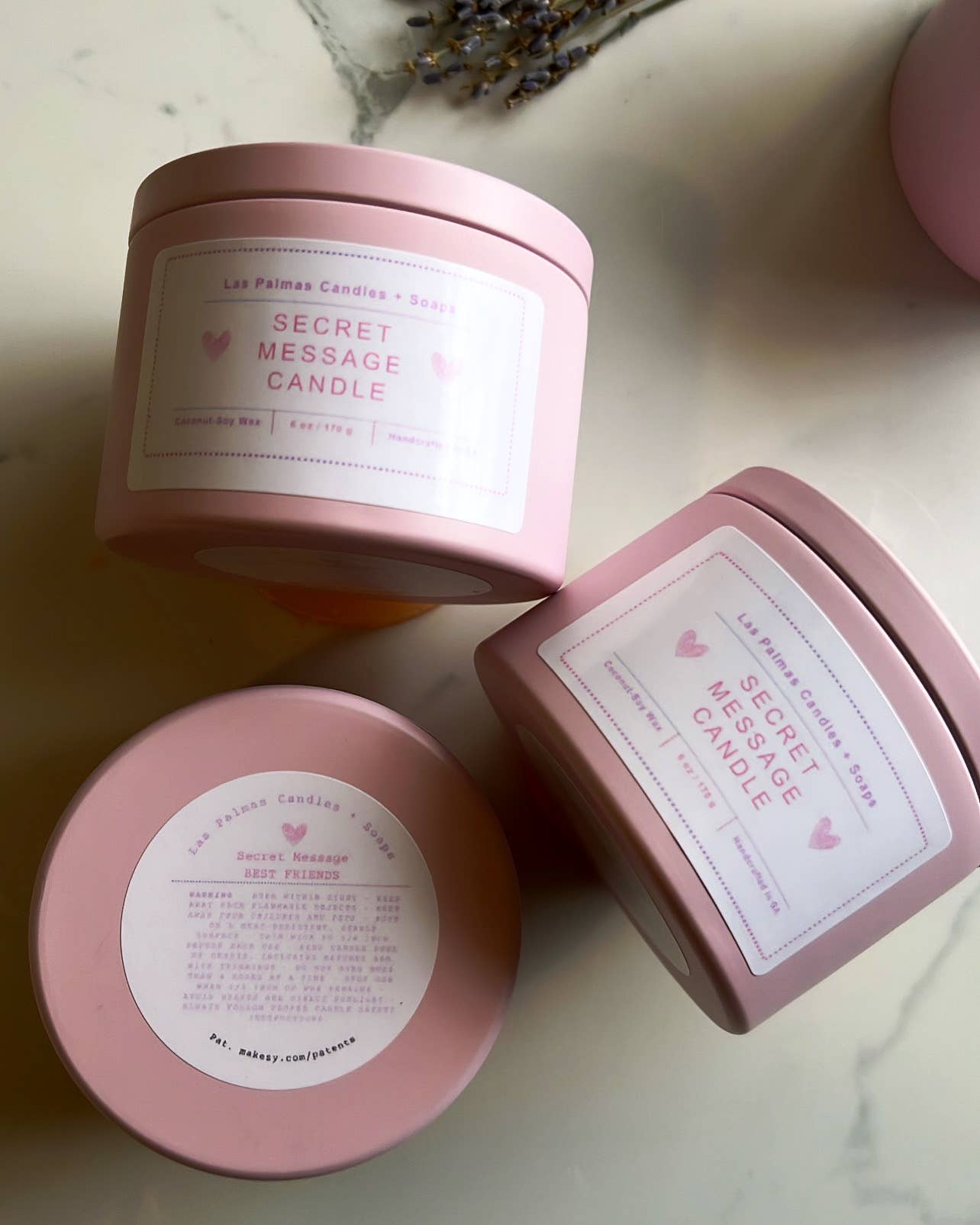 Las Palmas Candles + Soaps LLC - Venta al por mayor Velas en tarros - Vela de Mensaje Secreto-Mensaje Personalizado1