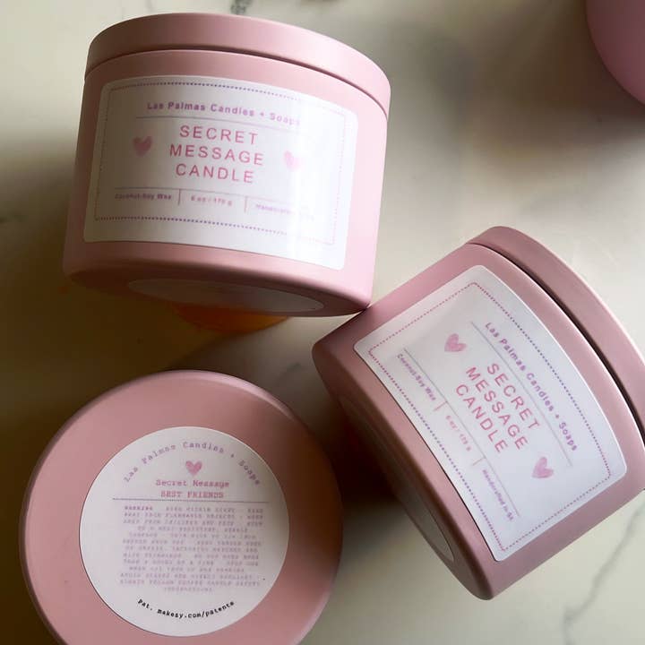 Las Palmas Candles + Soaps LLC - Venta al por mayor Velas en tarros - Vela de Mensaje Secreto-Mensaje Personalizado1