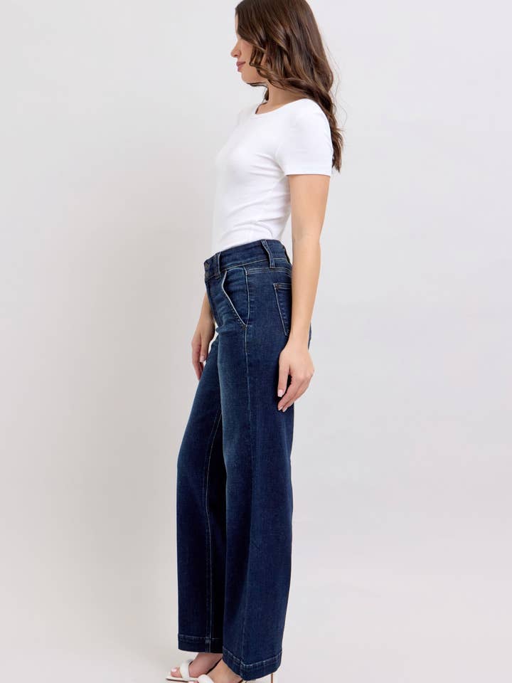 Watermelon Apparel - Wholesale Jeans - Women's - Judy Blue High Rise Wide-Leg Jean Dark Wash3