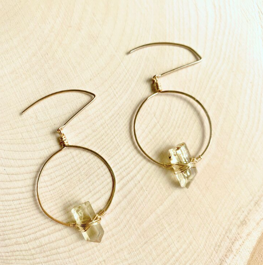 Crystal and Gold - Wholesale Dangle Earrings - Golden Apatite Balance Earrings 14k Gold Fill1
