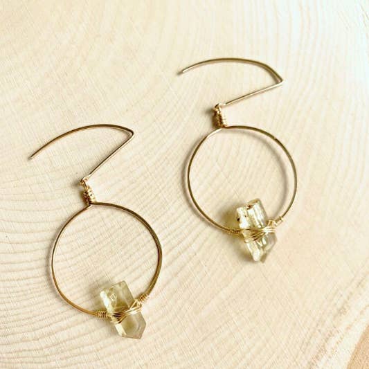 Crystal and Gold - Wholesale Dangle Earrings - Golden Apatite Balance Earrings 14k Gold Fill1