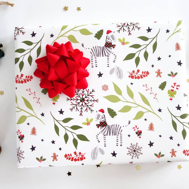 JM Design Studio - Wholesale Wrapping Paper Roll - Zebra in Plaid Christmas Wrapping Paper