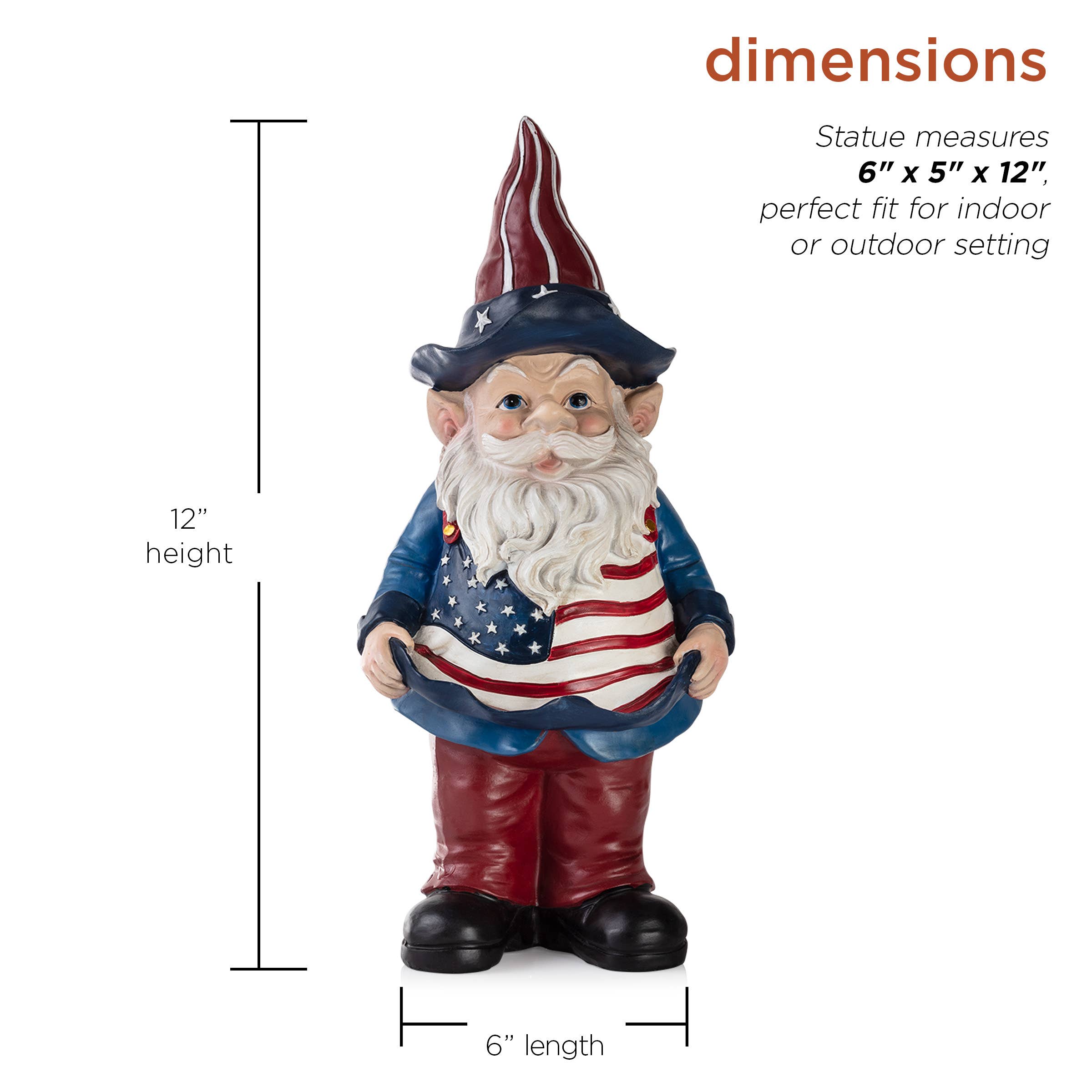 Alpine Corporation - Wholesale Garden Gnome - Alpine Corporation Americana Gnome with Flag Apron Bird Feed2