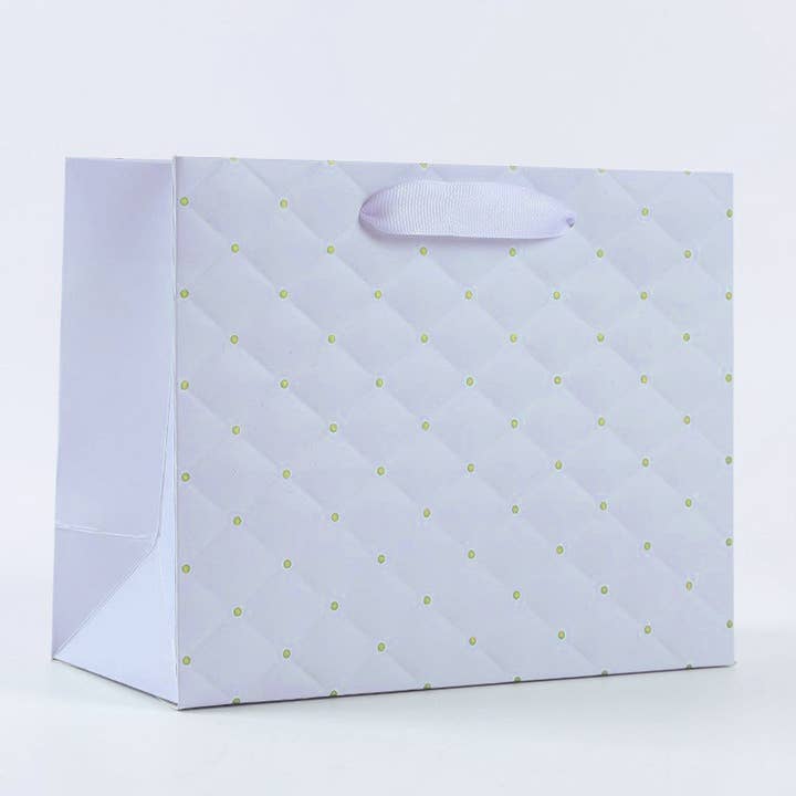 ByHome - Wholesale Gift bag - 12pcs, 2 size light blue dot wavy surface gift bag w/ tissue