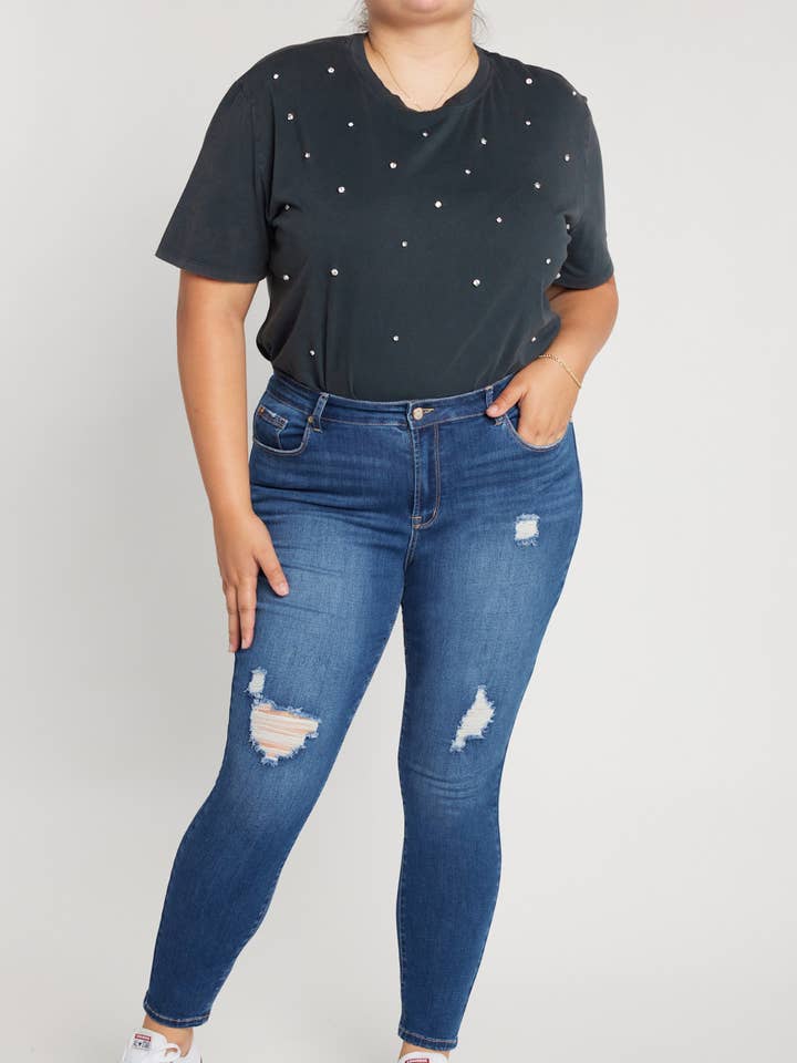 PRE PACK Plus Size Authentic Mid Rise Skinny Jeans EP3485XL for wholesale by ENJEAN