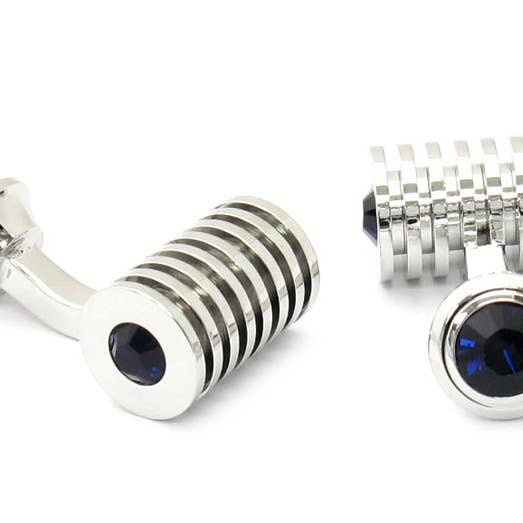 Cuff-Daddy – Großhandel Manschettenknöpfe – Herren – Herren-Manschettenknöpfe und Nieten aus Swarovski-Fass, silberblau1