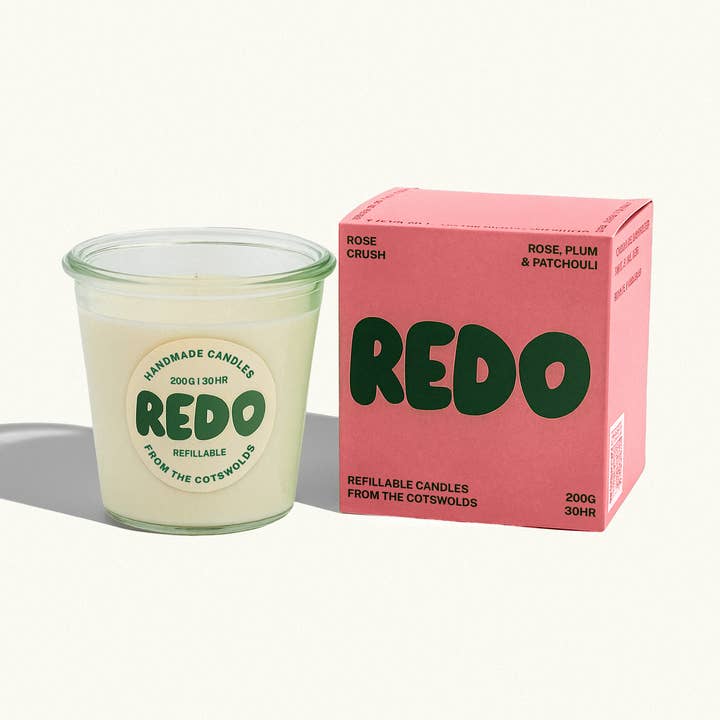 Rose Candle I Vegetable Wax Candle I Stocking Filler for wholesale by Redo Candle Co