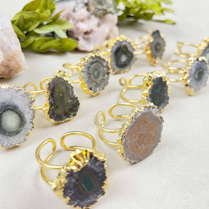 Ewelina Pas Jewelry - Wholesale Cocktail/Statement Ring - Gold Amethyst Stalactite Statement Ring4