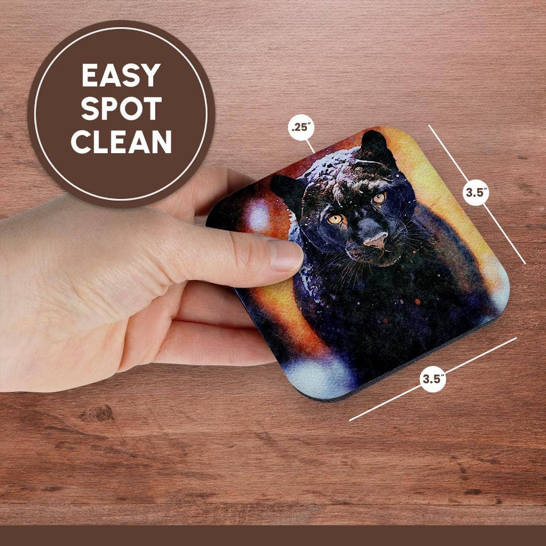 3dRose - Wholesale Coasters - 3dRose, Panther With Snow On His Head Image Of Watercolor Painting, Coaster13