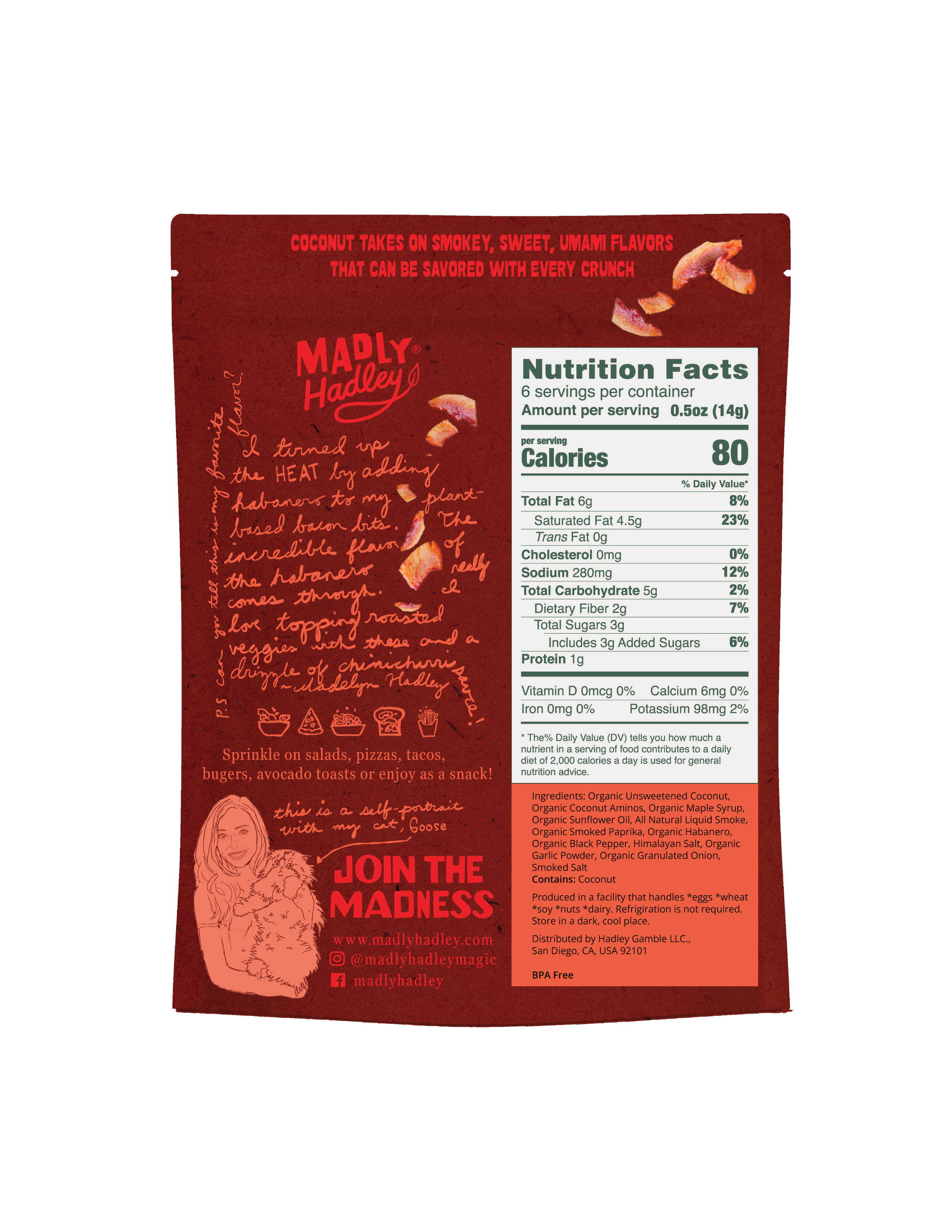 Madly Hadley - Wholesale Shelf Stable Prepared Meal - Flaming Habanero Plant-Based Bacon Bits5