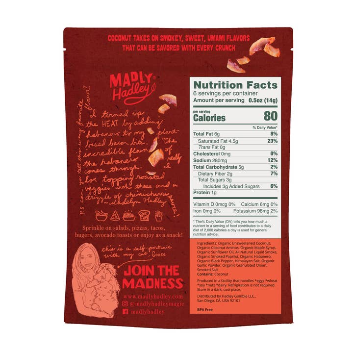 Madly Hadley - Wholesale Shelf Stable Prepared Meal - Flaming Habanero Plant-Based Bacon Bits5