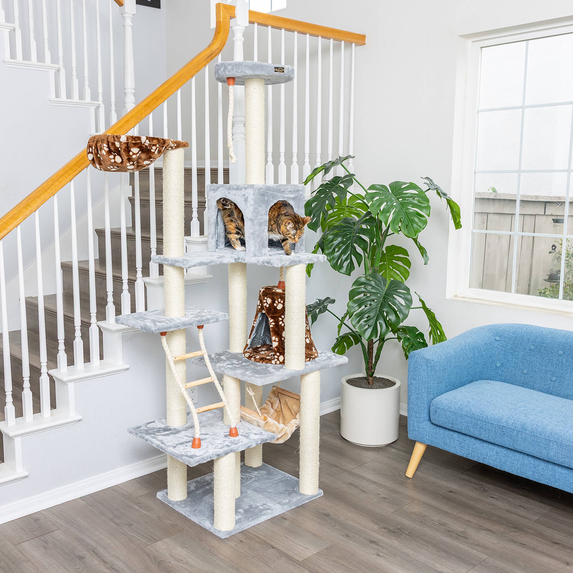 Armarkat - Wholesale Pet Scratcher - Cat - Real Wood Cat Climber Play House With Playhouse, Basket8