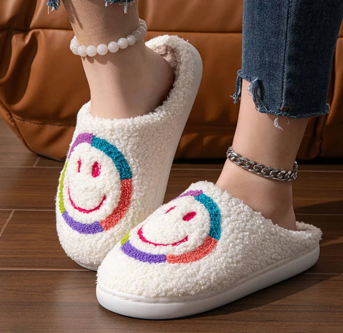 Serenity Collective - Wholesale Slippers - Women's - Colorful Smiley Face Slippers