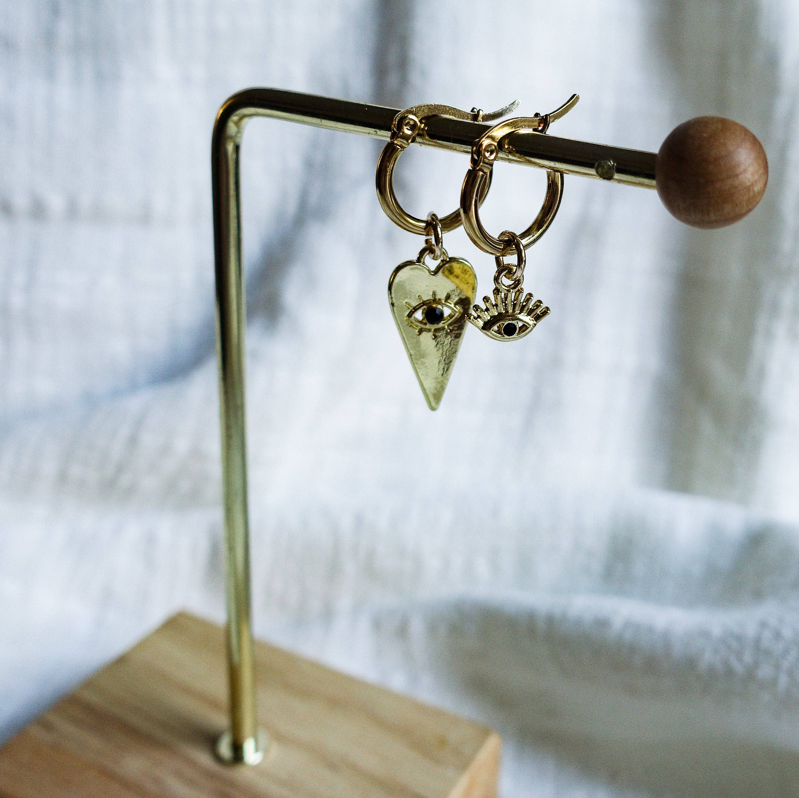 Daemon srls - Wholesale Dangle Earrings - Ygritte ~ ACCIAIO INOSSIDABILE~Orecchini a cerchio cuore e occhio3