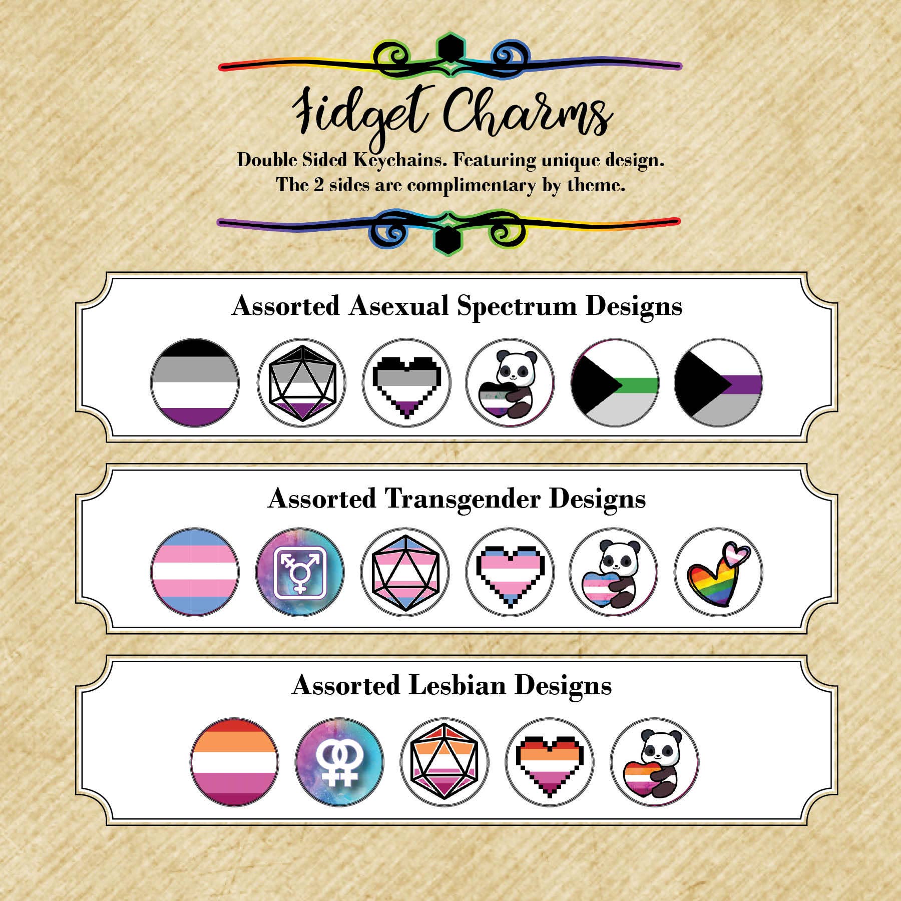 Con-Quest Crafts - Wholesale Sleutelhanger - Uniseks - Pride Fidget Charms dubbelzijdig draaiende sleutelhanger2