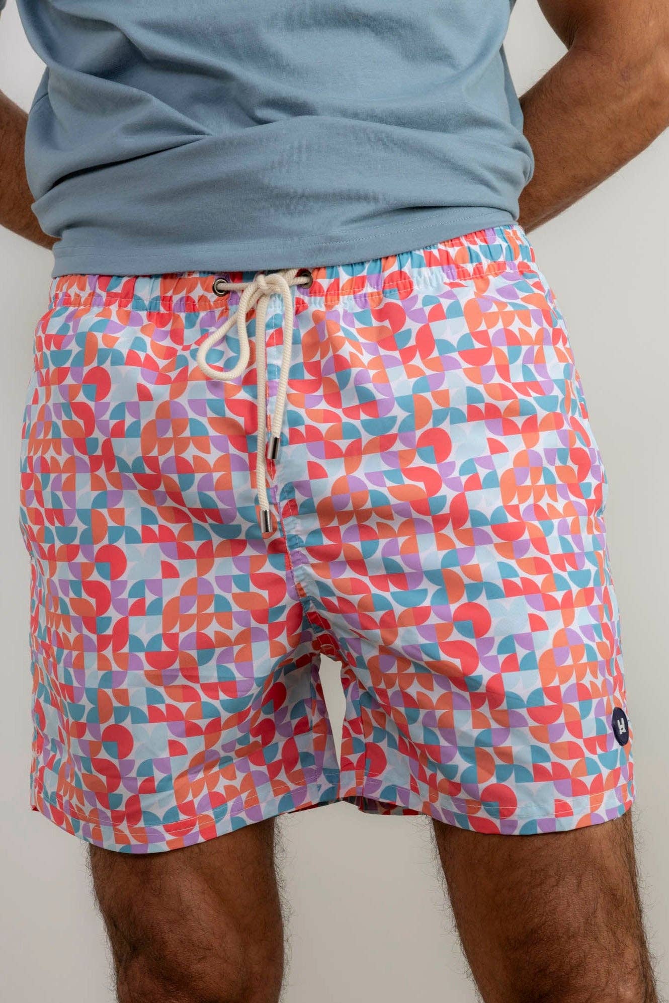Custi Mikelo: Men's Clothing & Christmas Gifts - Wholesale Swim Shorts - Men's - Coral Geometric Swimsuit4