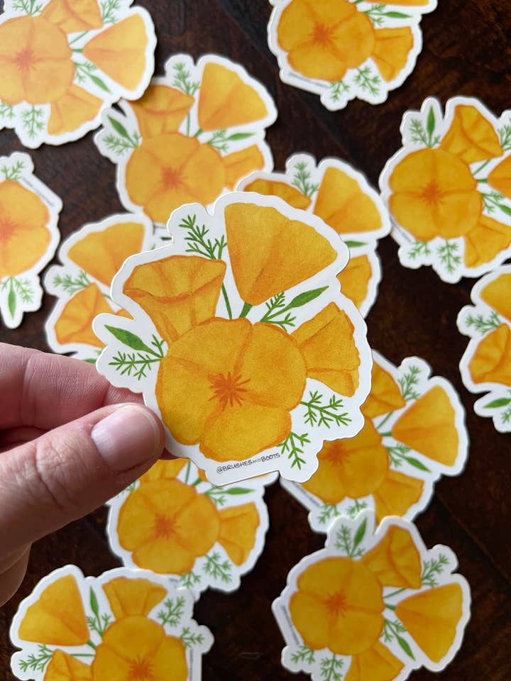 Poppy Vinyl Sticker for wholesale by Brushes and Boots