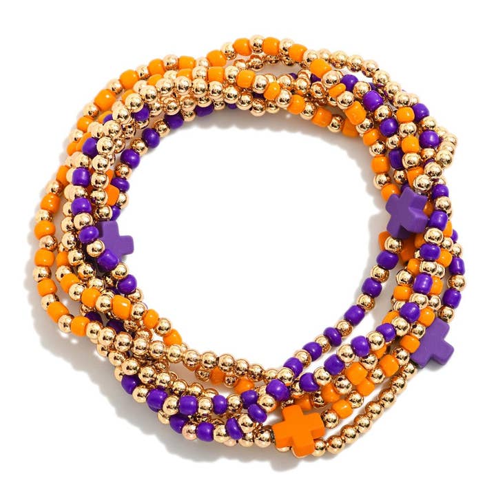 Lila und Orange College/Sport/Schule Armband-Bundle für den Großhandel von Erin McDermott Jewelry
