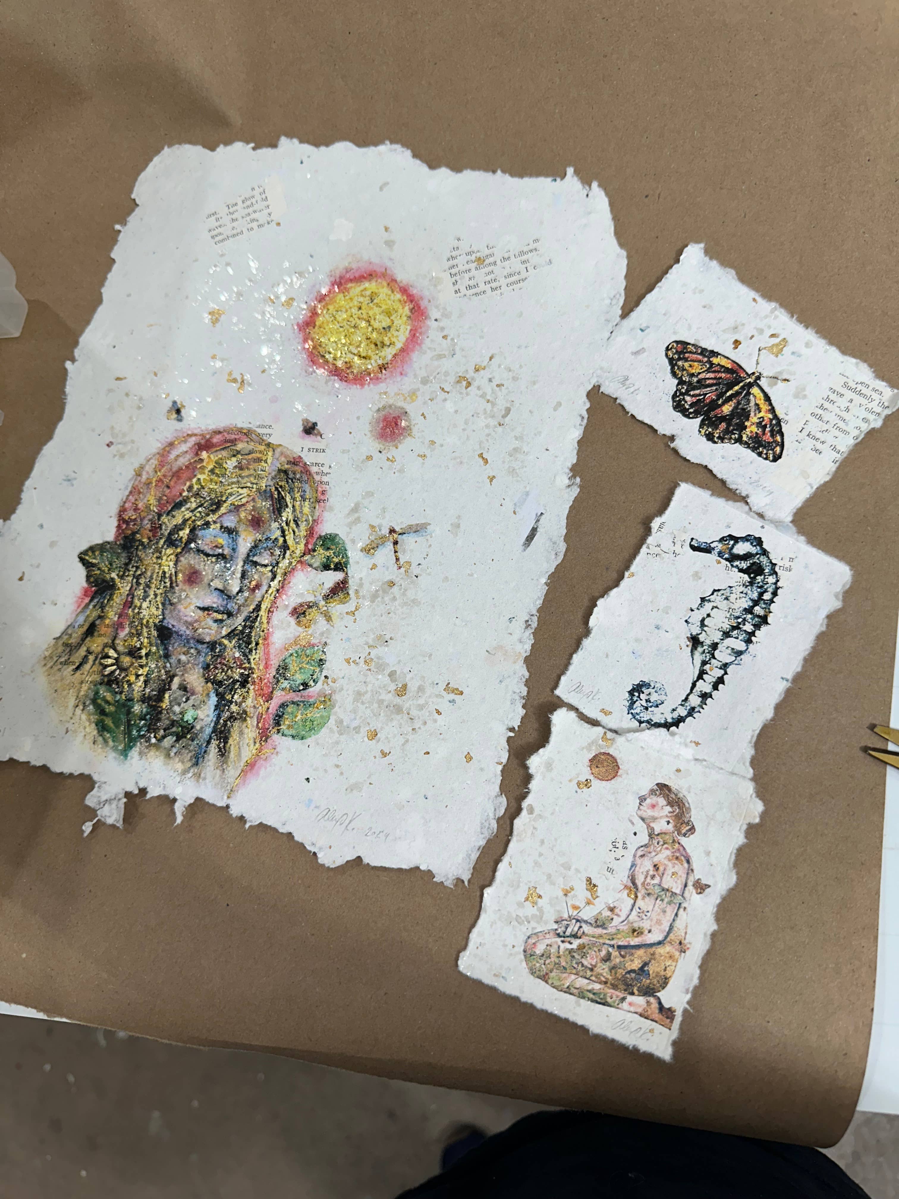 Alexa K - Wholesale Art Print - Tiny Monarch Butterfly Artwork on Handmade Paper / ACEO2