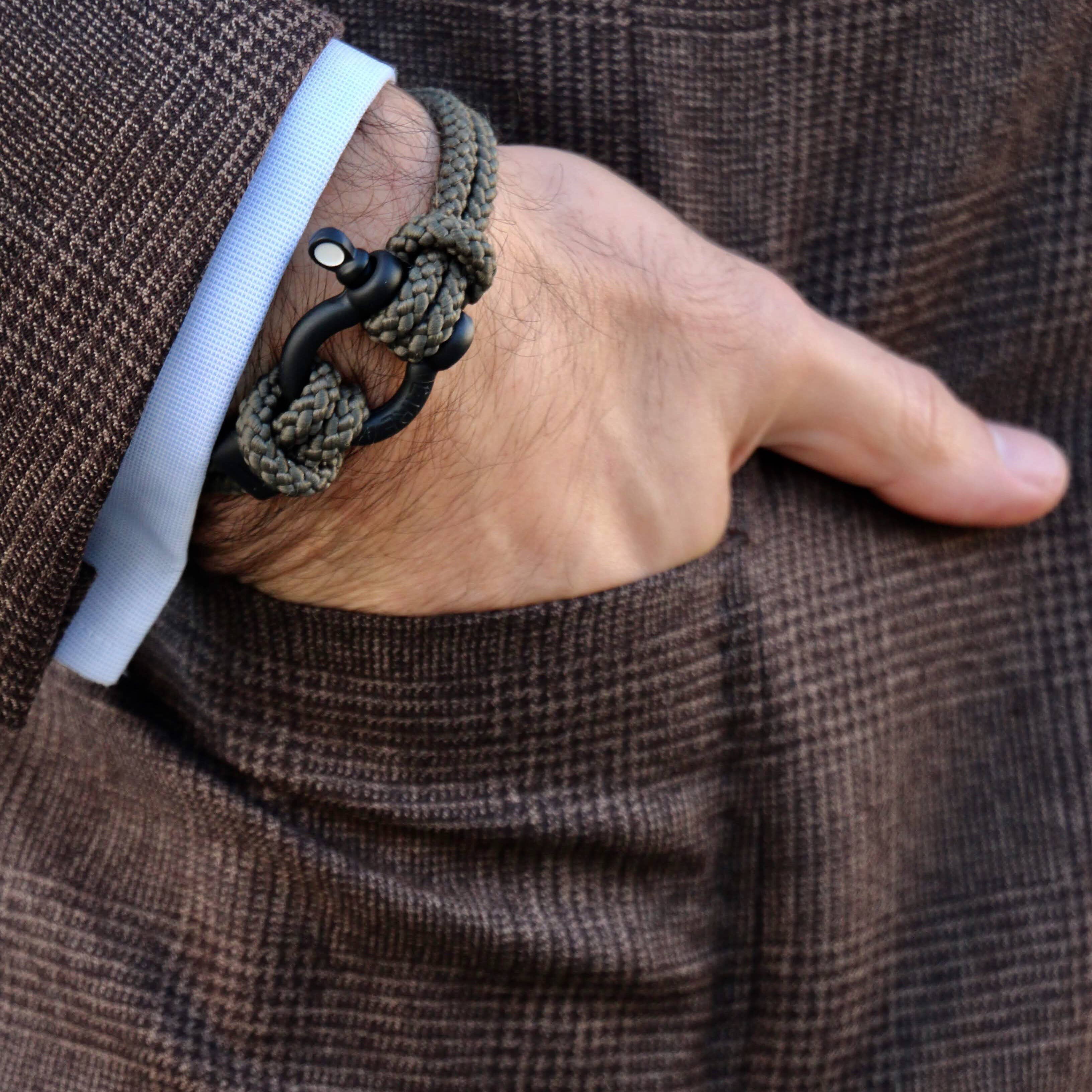 Être - Bracelets & Accessories - Vendita all'ingrosso Bracciale in tessuto/intrecciato - Bracciale da uomo | Poseidon - vert notte3