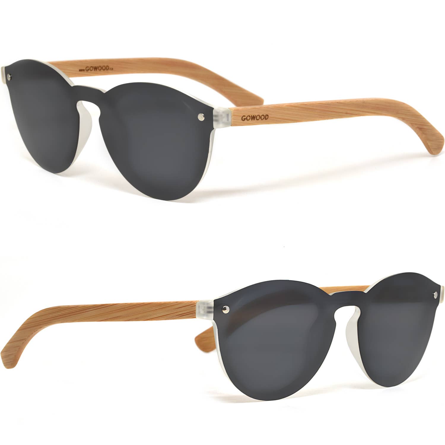 GOWOOD - Vendita all'ingrosso Occhiali da sole - Unisex - Occhiali da sole rotondi in legno di bambù con lenti polarizzate nere1