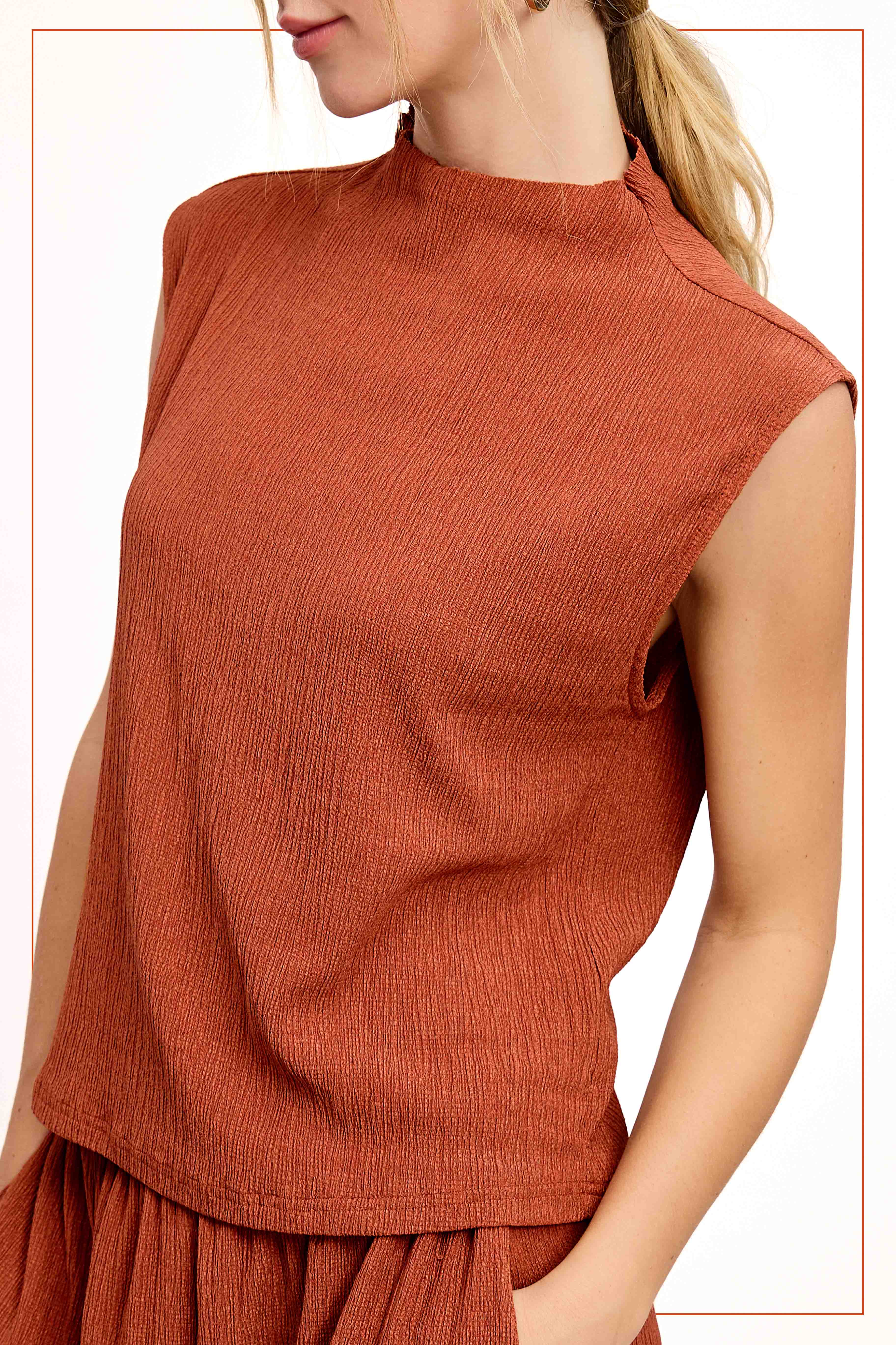 La Miel – Engroshandel Tanktop – Kvinder – HCT7705-elastisk krøllet stof ærmeløs top1