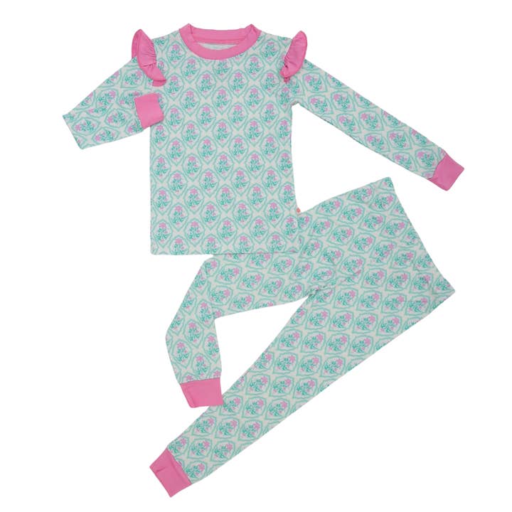 Just Peachy Smocks + Peachy Sleepy Bamboo – wholesale Sleepsuit – Baby – Grandmillenial Floral Peachy Sleepy Bamboo1