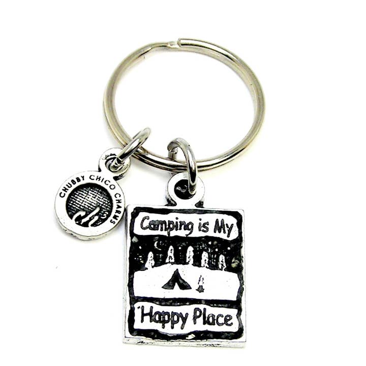 Camping is my happy pace keyring keychain camper hiking for wholesale by Chubby Chico Charms