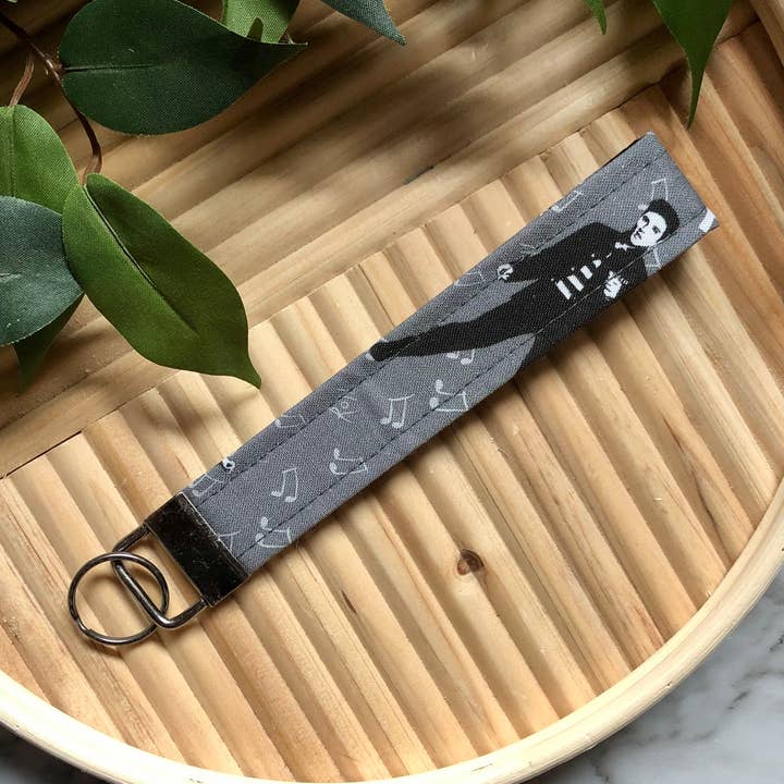 Elvis Presley Print Fabric Wristlet Keychain, Key Fob for wholesale by MDStickerShop