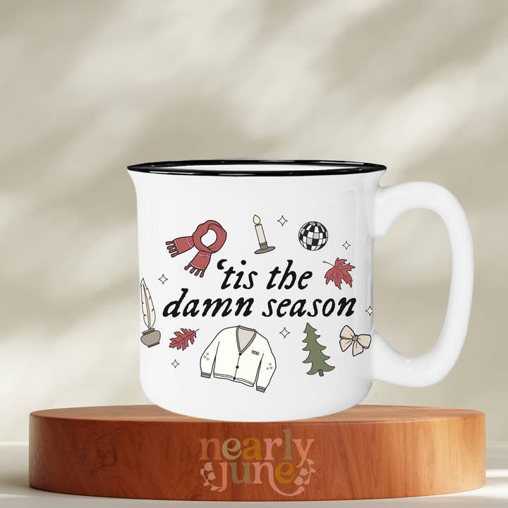 Taylor Inspired 'Tis The Damn Season Campfire Mug for wholesale by Nearly June Design Co
