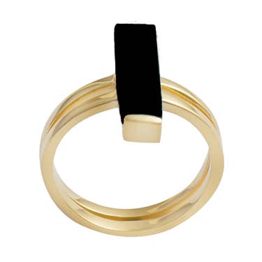 Tyee Ring - Gold Plated - Black Onyx for wholesale by TALISMAS BIJOUX