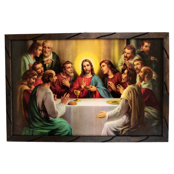 Mrcjsales - Last Supper - Rustic Frame, Ultima Cena, Unique Symbol of Hope & Love, Perfect Home Decor & Meaningful Gift in Multiple Sizes! for wholesale by mrcjsales
