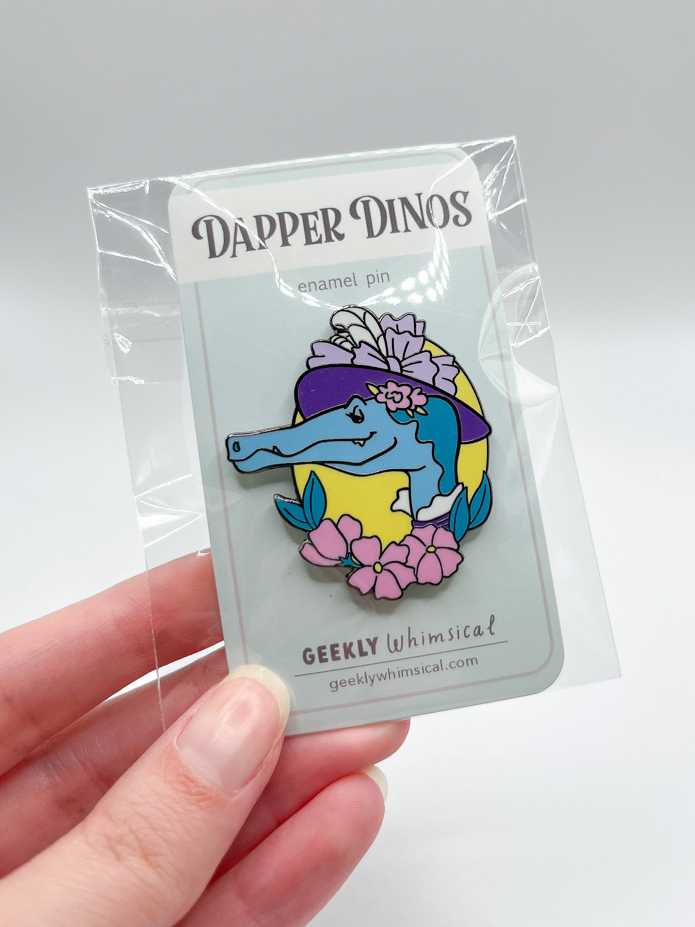 Geekly Whimsical - Wholesale Lapel Pin/Button - Dapper Dinos - Lucinda Spinosaurus Enamel Pin3